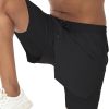Men's 2 in 1 Running Shorts Quick Dry Gym Athletic Shorts with Liner Workout Short for Men with Pockets