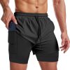 Men's 2 in 1 Running Shorts Quick Dry Gym Athletic Shorts with Liner Workout Short for Men with Pockets
