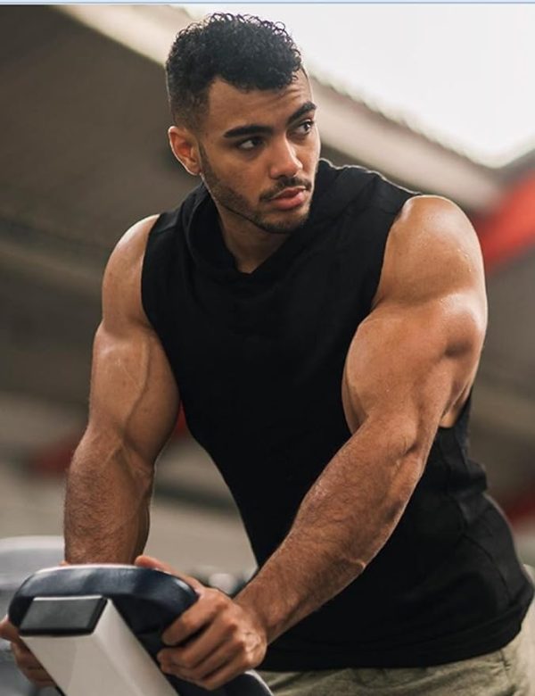 Men's 2 Pack Workout Hooded Tank Tops Bodybuilding