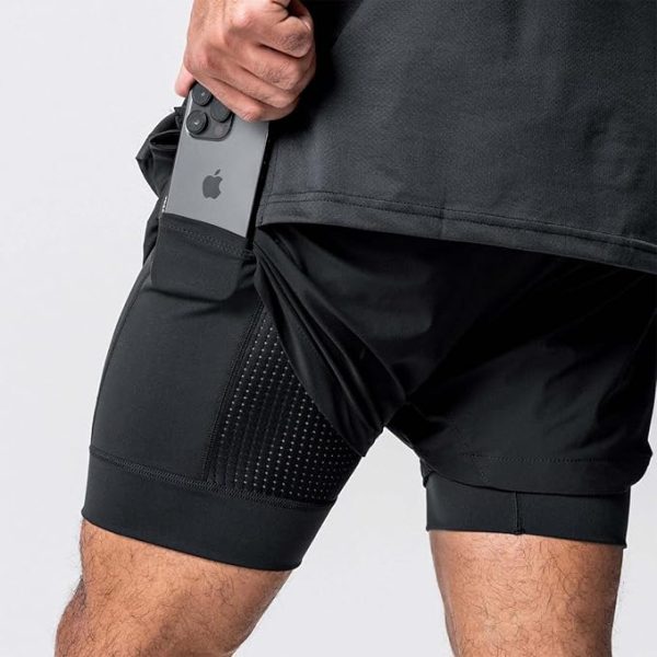 Men's 2 in 1 Running Shorts Quick Dry Gym Athletic Shorts with Liner Workout Short for Men with Pockets