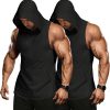 Men's 2 Pack Workout Hooded Tank Tops Bodybuilding