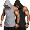 Men's 2 Pack Workout Hooded Tank Tops Bodybuilding